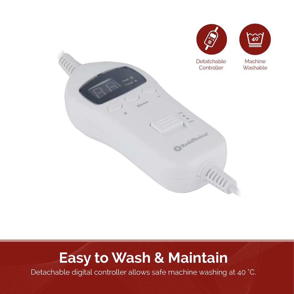 image 1 of Rediffusion Electric Blanket, CosySnug, Luxury, 160x120cm, Soft Flannel and Plush Teddy Fleece, Digital Remote, Energy-Efficient 120W, Machine Washable, Teal - RED160120TT