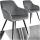 image 1 of Dining Chair Marilyn - with armrests, padded, velvet look, black steel legs - Set of 2 Grey | Grey/Black