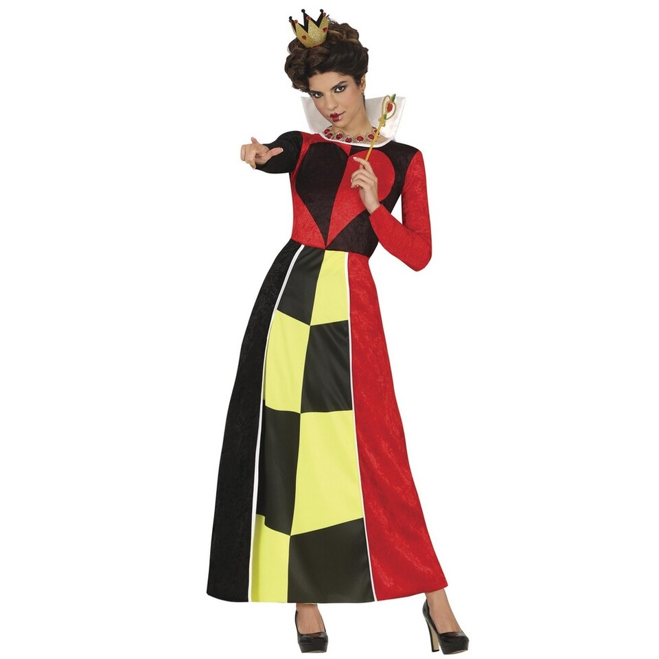 image 1 of Fiestas Guirca Womens/Ladies Queen Of Hearts Costume Dress | Red | Red/Black | L | 1