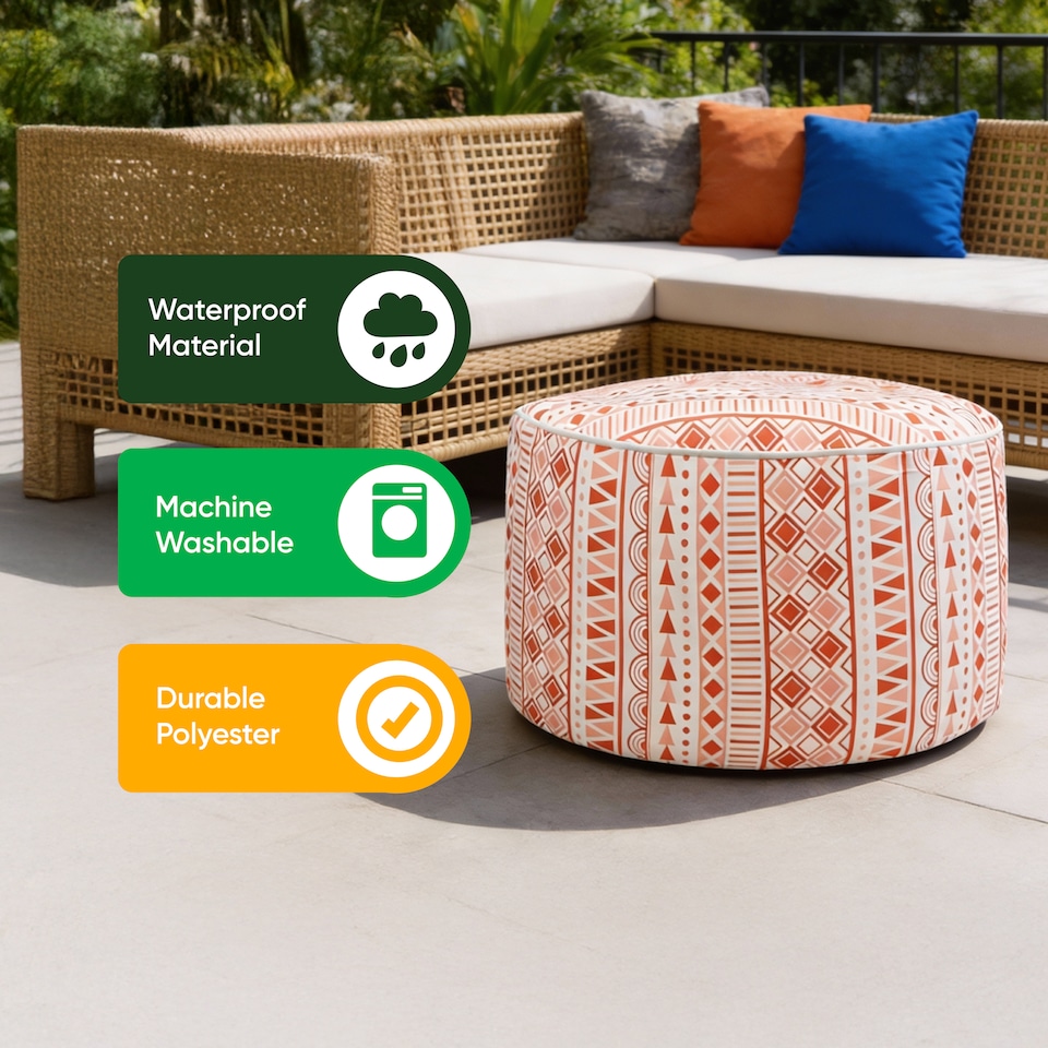 image 1 of Gardenwize Outdoor Morocco Pouf Ottoman