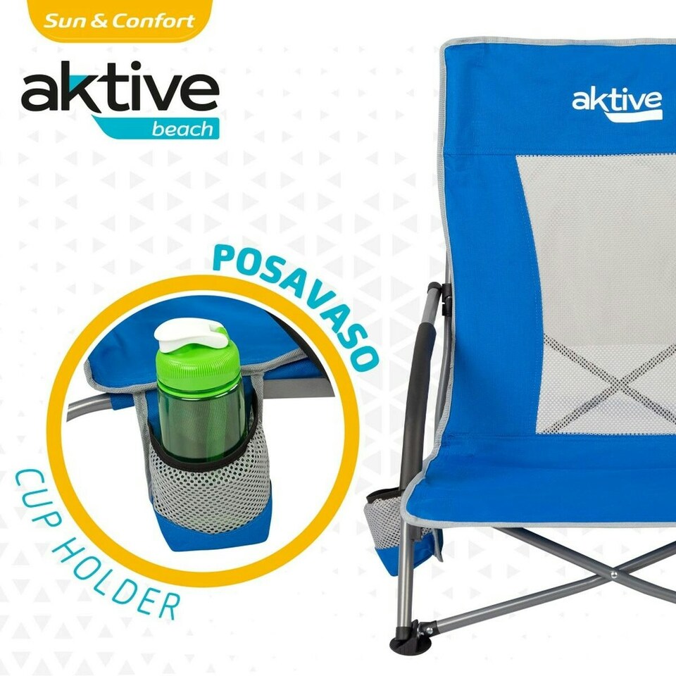 image 1 of Beach Chair Aktive Blue 50 x 67 x 51 cm (4 Units) N/A