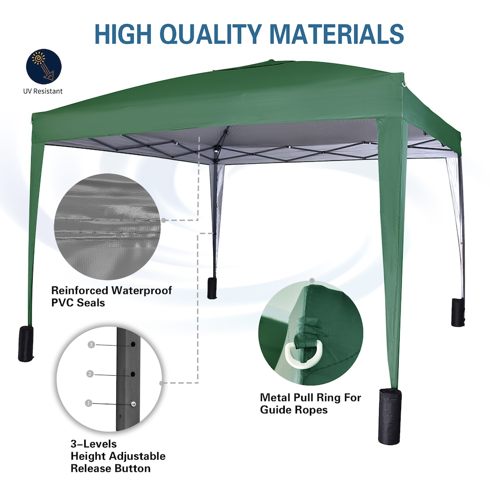image 1 of MCC Direct Gazebo 3x3 Pop up with Sides Green | Green | Green