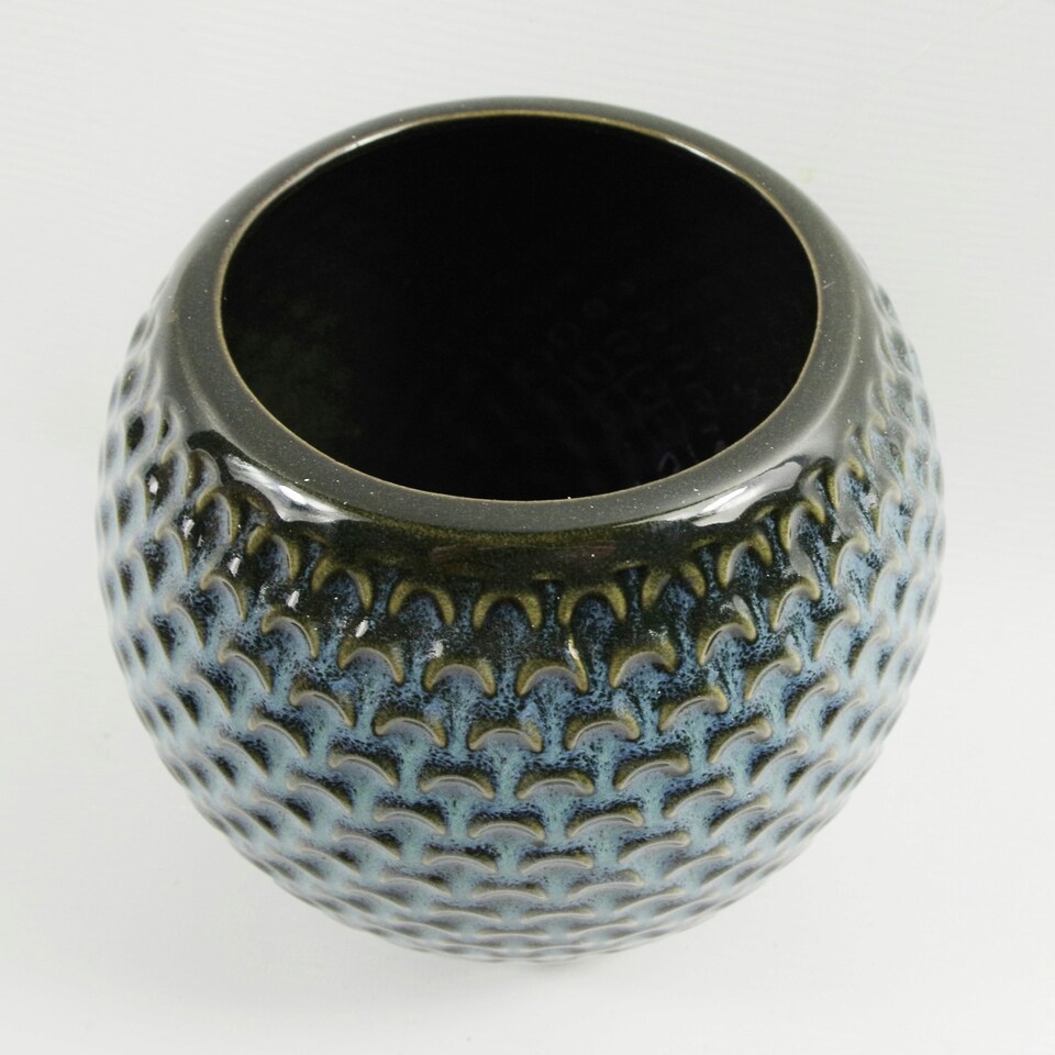 image 1 of Blue Ceramic Plant Pot 15 x 15 x 12.5cm