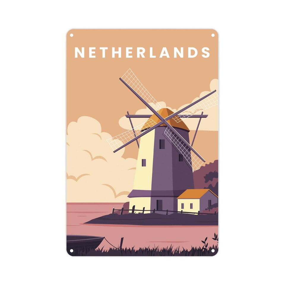 image 1 of Destination Art Portrait Metal Wall Plaque - Home Décor Gift - Netherlands