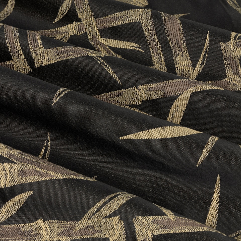 image 1 of Paoletti Bamboo Fully Lined Jacquard Eyelet Curtain Pair, 229cm width x 229cm drop | Black | Black | 1