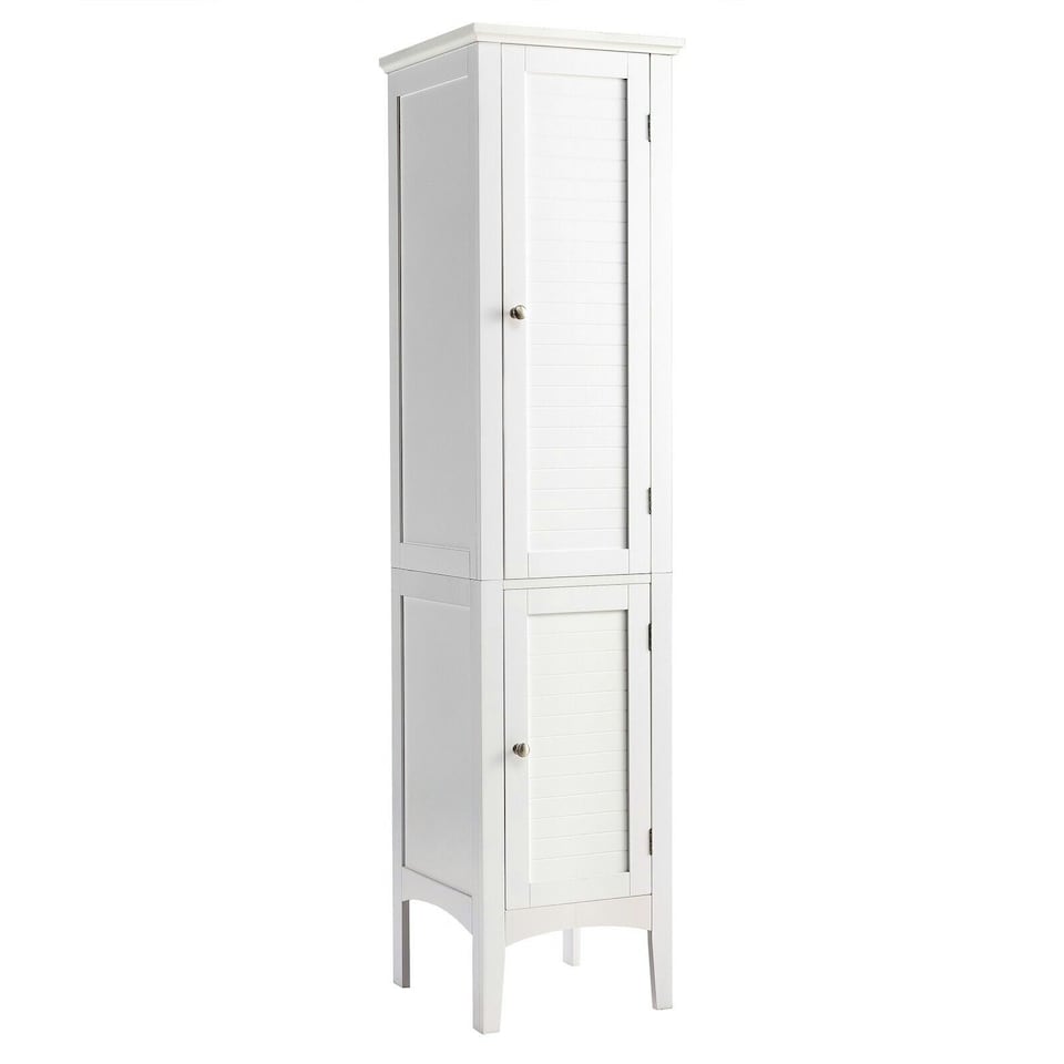 image 1 of COSTWAY 5-Tier Bathroom High Cabinet Storage Organizer White White