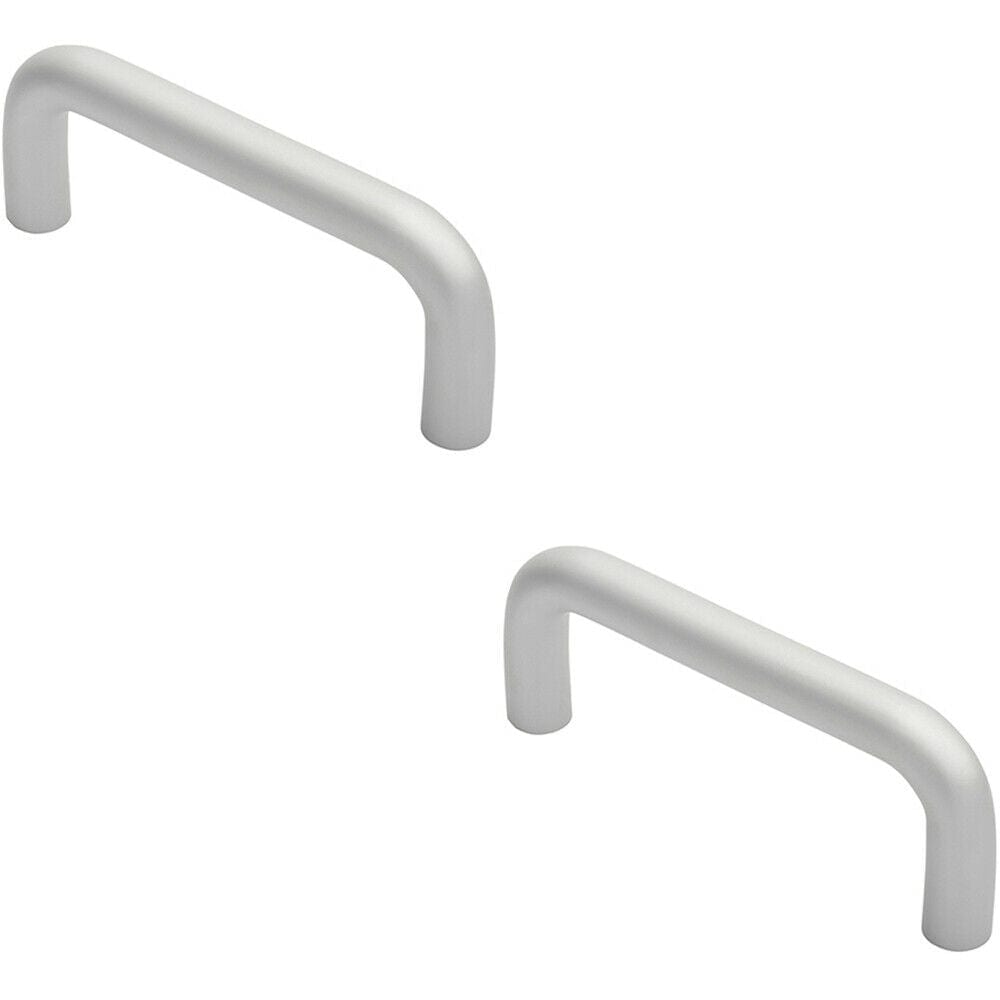 Loops 2x Rounded D Shaped Bar Handle 150mm x 19mm Diameter Satin Anodised Aluminium