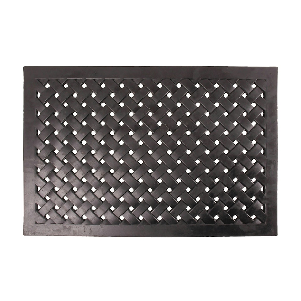 Homescapes Black Braided Rubber Non Slip Doormat