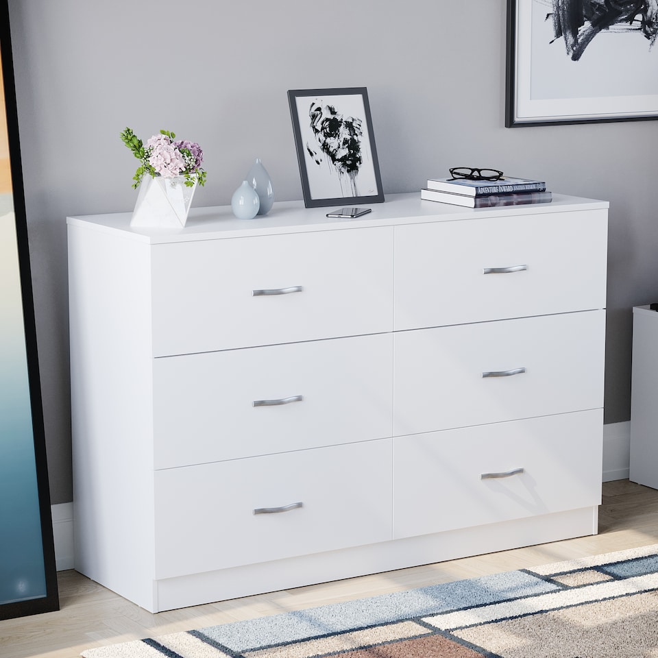 image 1 of Vida Designs Riano 6 Drawer Chest of Drawers Bedroom Storage, White