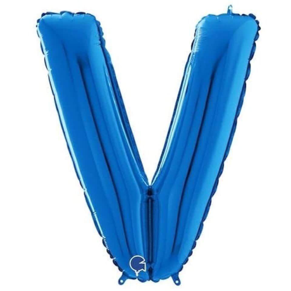 Blue Letter V Helium Foil Giant Balloon 66cm / 26 in