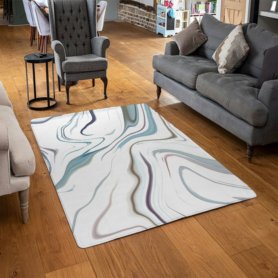 image 1 of Blue Rippled Marble (Rug) Blue | Medium: 80x150cm