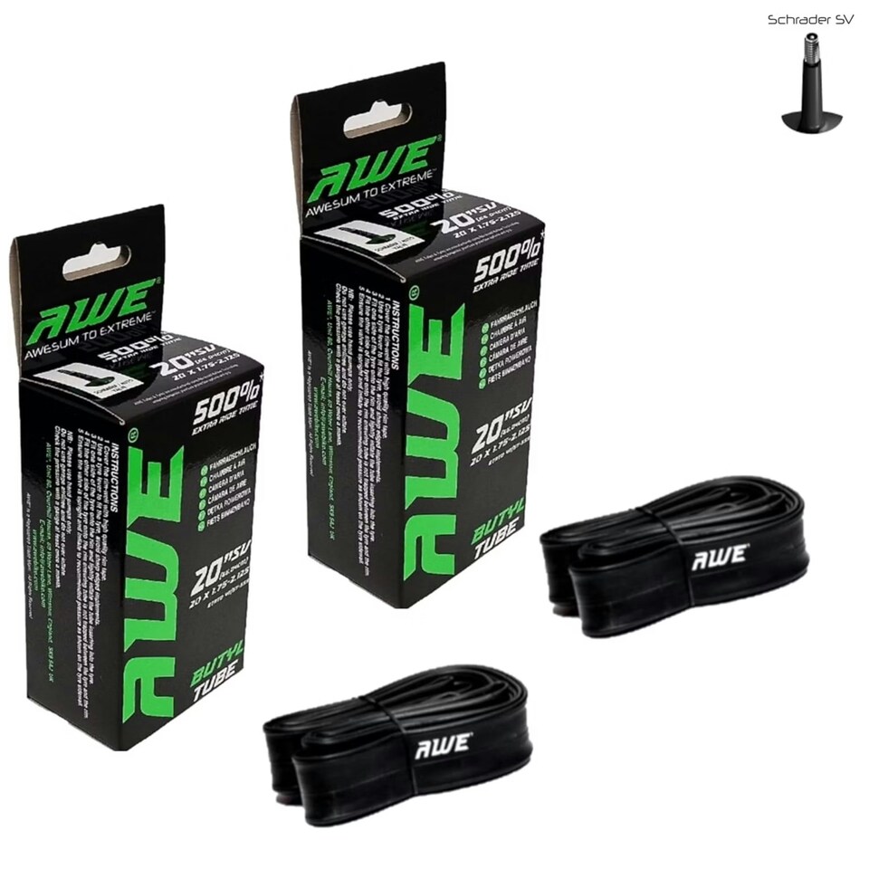 image 1 of 2 x AWEShield Folding Tyres 20" x 1.95 + 2 x AWE Inner Tubes 20" x 1.75-2.125 SV