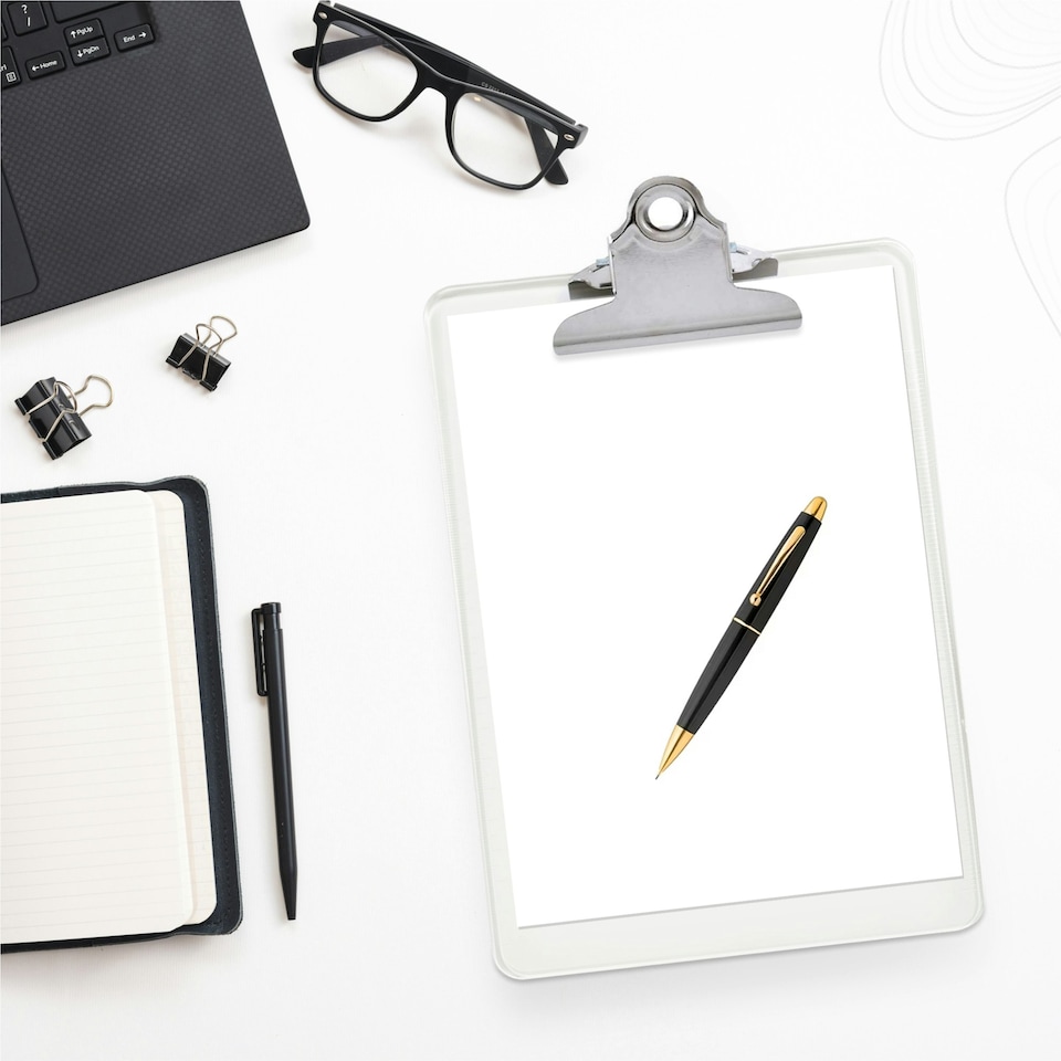 image 1 of Clear A5 Clipboard with Butterfly Clip with Ruled Side