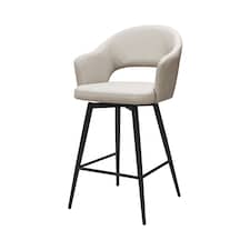Bentley Designs - Sterling 180° Return Swivel Barstool With Black Sand Powder Coated Legs - Ivory Faux Leather (Single)