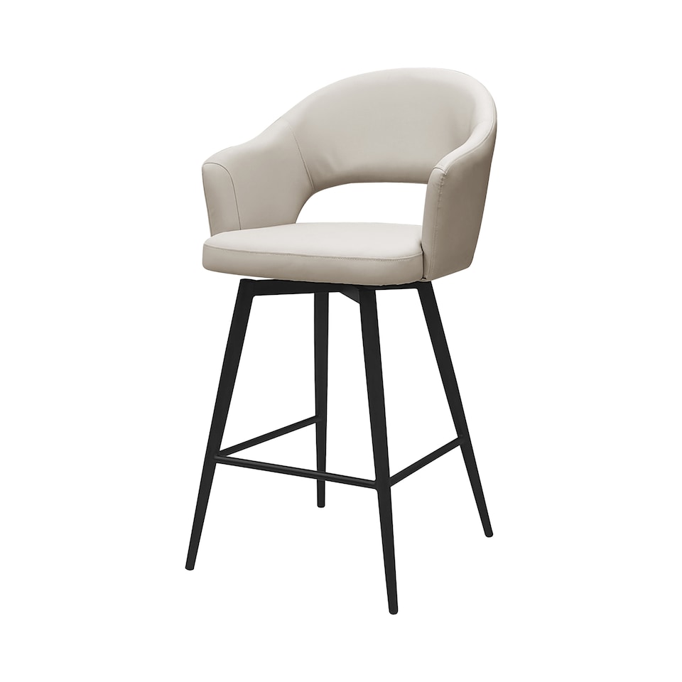 image 1 of Bentley Designs - Sterling 180° Return Swivel Barstool With Black Sand Powder Coated Legs - Ivory Faux Leather (Single)