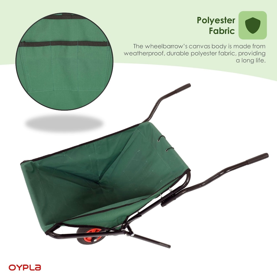 image 1 of Oypla Lightweight Folding Garden Wheelbarrow Foldable Wheel Barrow