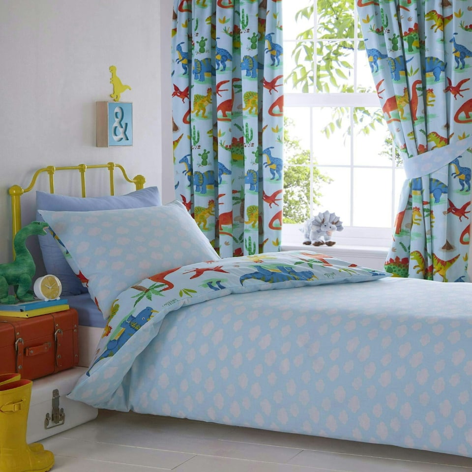 image 1 of Portfolio Home Dinosaurs Blue Bed Duvet Cover and Pillowcase Set