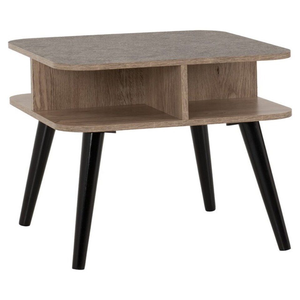 image 1 of Saxton Side Table - L50 x W50 x H52 cm - Mid Oak Effect/Grey Brown
