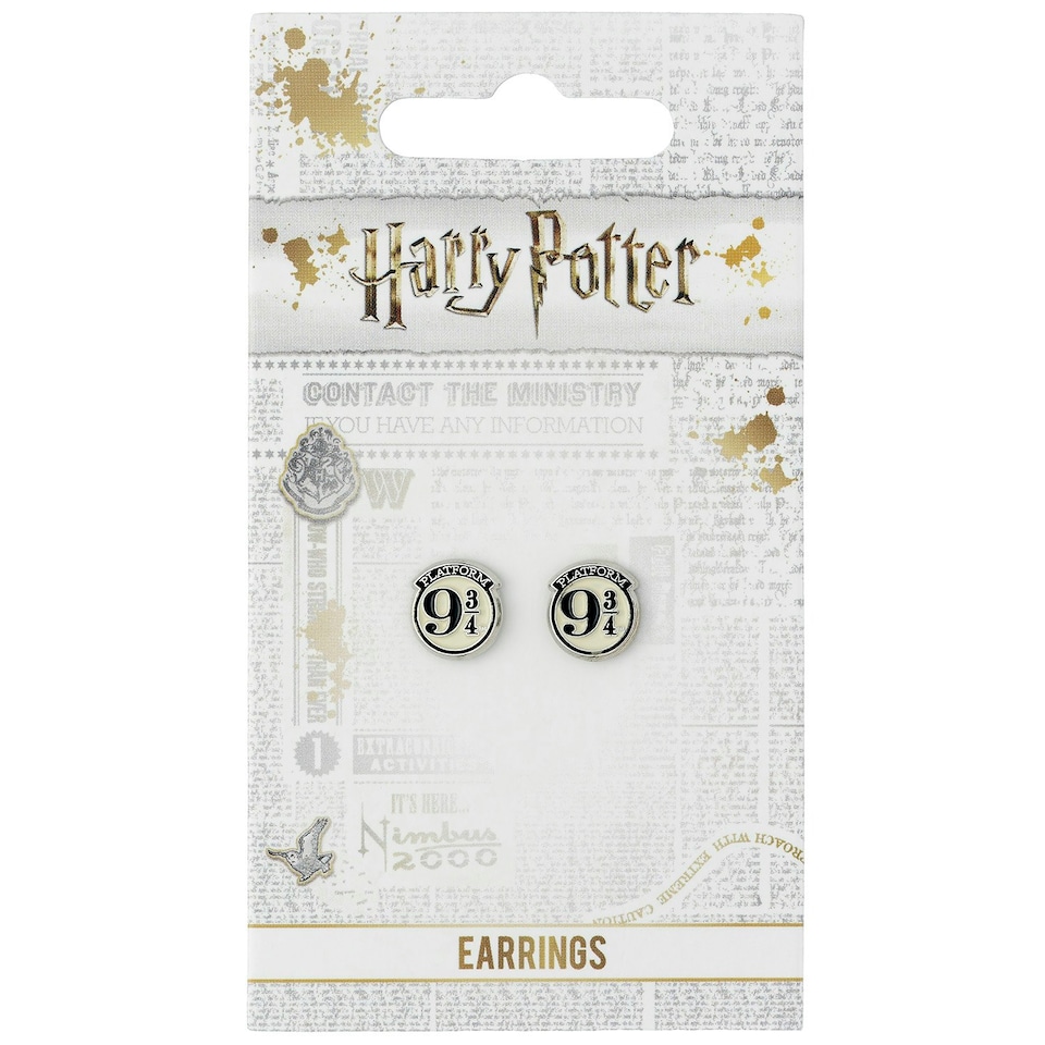 image 1 of Official Harry Potter Platform 9 ¾ Silver Plated Stud Earrings WES0011