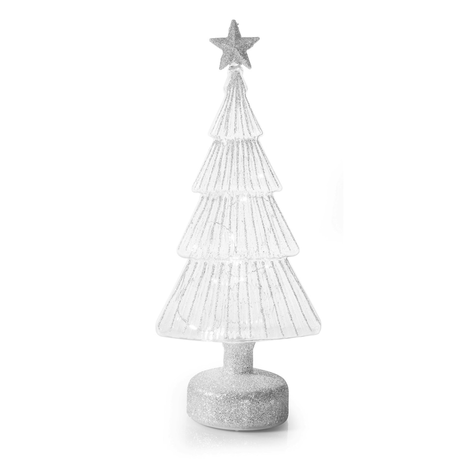 Premier Light Up Glass Silver Glitter LED Christmas Tree 32cm