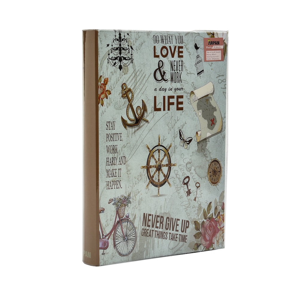 image 1 of ARPAN Slip In Case Memo Photo Album for 300 Photos 4x6" (10x15cm) – Hardcover Picture Album with Memo Writing Space for Family, Wedding & Travel Memories