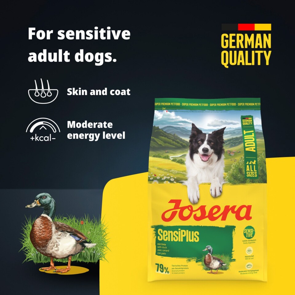 image 1 of Josera Adult SensiPlus complete dog food | Highly digestible | Moderate energy | Sensitive digestion | All sizes | Skin & Coat | Gluten-free | 0.9kg