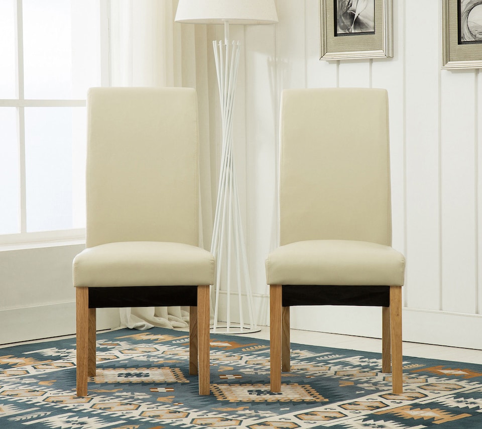 image 1 of MCC Direct Deluxe High Back Leather Dining Chairs Cream