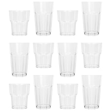 Argon Tableware 12pc Reusable Plastic Tumblers & Highball Glasses Set | Clear | Clear