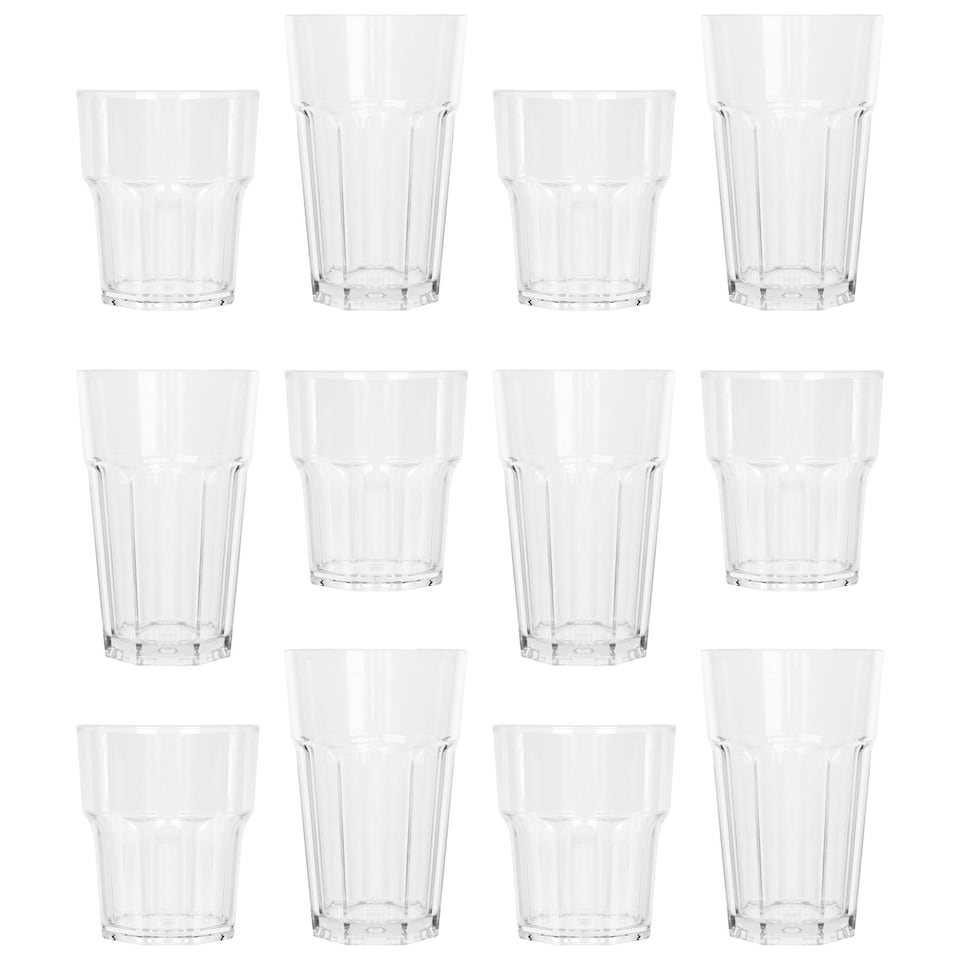 image 1 of Argon Tableware 12pc Reusable Plastic Tumblers & Highball Glasses Set | Clear | Clear