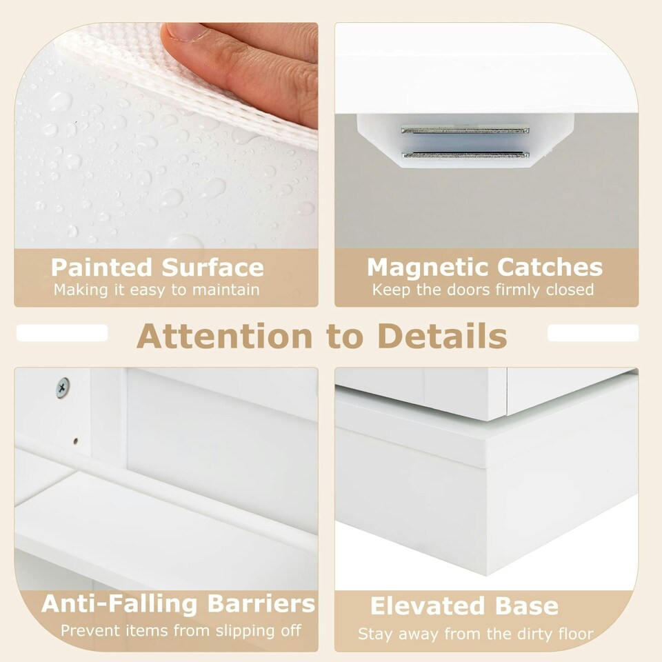 image 1 of COSTWAY Kitchen Cupboard Buffet Pantry Cabinet with Countertop White