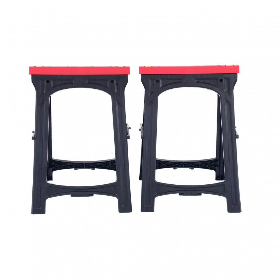 image 1 of Oypla 2x Heavy Duty Folding Plastic Saw Horse Trestle Stands 150kg Black