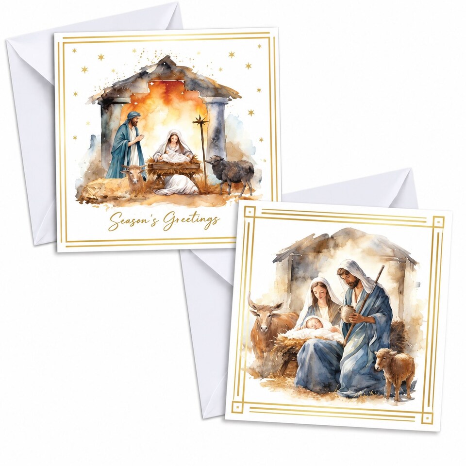 image 1 of 24 Christmas Cards With Envelopes Nativity Scene 2 Designs