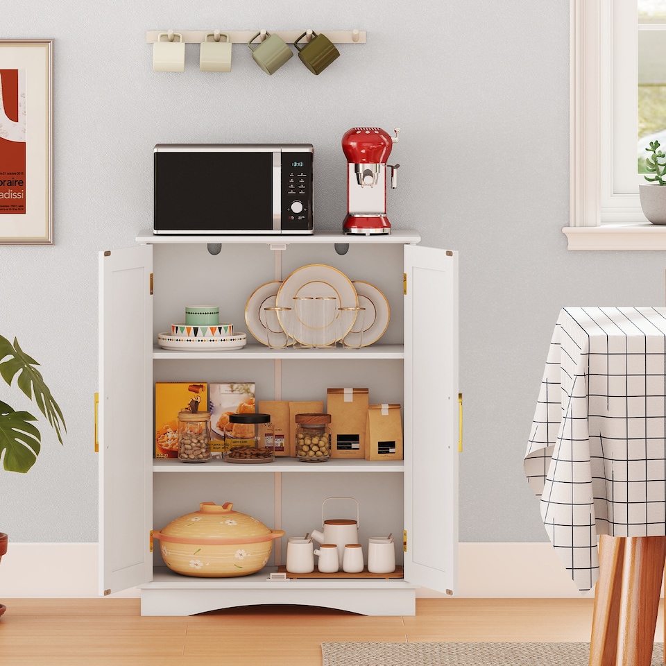 image 1 of COSTWAY Bathroom Storage Cabinet Cupboard Buffet Cabinet-White