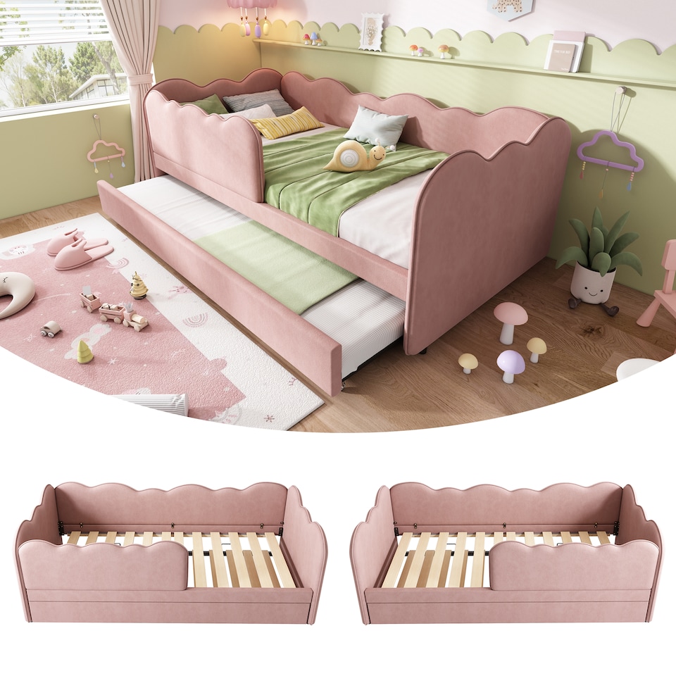 image 1 of 3ft Single Daybed Frame with Slatted Base, Multi-Functional Bed for Adults & Children