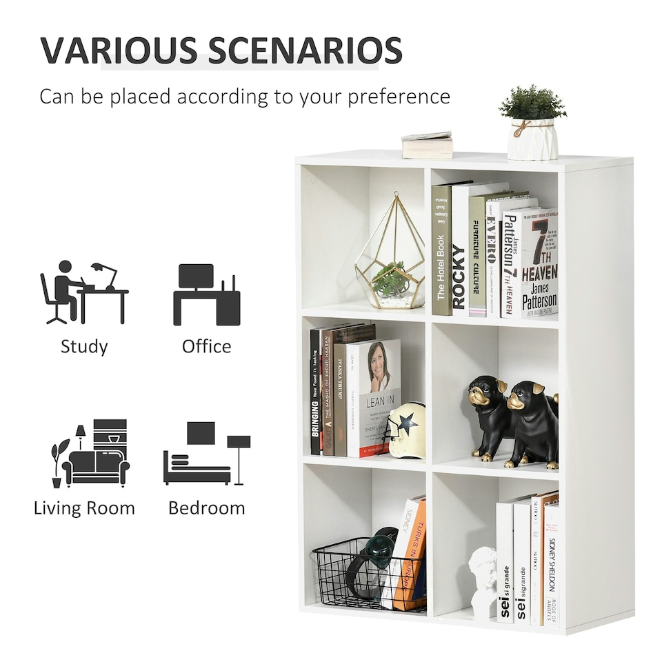 image 1 of HOMCOM Cubic Cabinet Bookcase Storage Shelves for Home Office, White