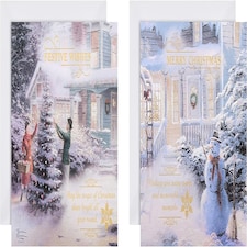 Thomas Kinkade Illustrated 2 Designs Pack of 16 Boxed Charity Christmas Cards