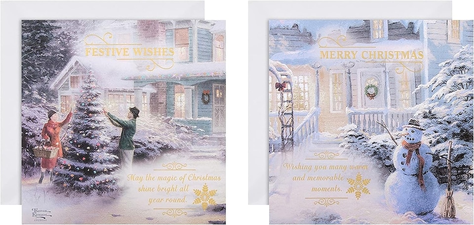 image 1 of Thomas Kinkade Illustrated 2 Designs Pack of 16 Boxed Charity Christmas Cards