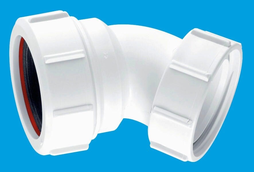 McAlpine Universal Bend 135deg x BSP Loose Coupling Nut 1.5" ST90-OUT in White