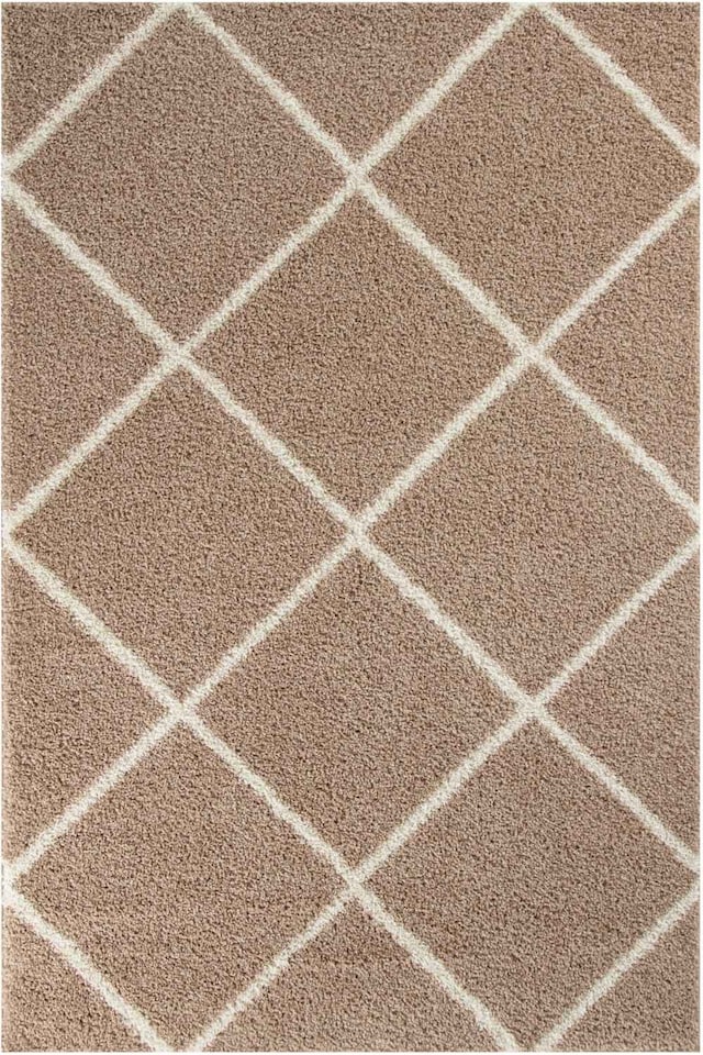 image 1 of The Rugs Moroccan Collection Soft High Pile Shaggy Diamond Floor Rugs and Runners Living Room