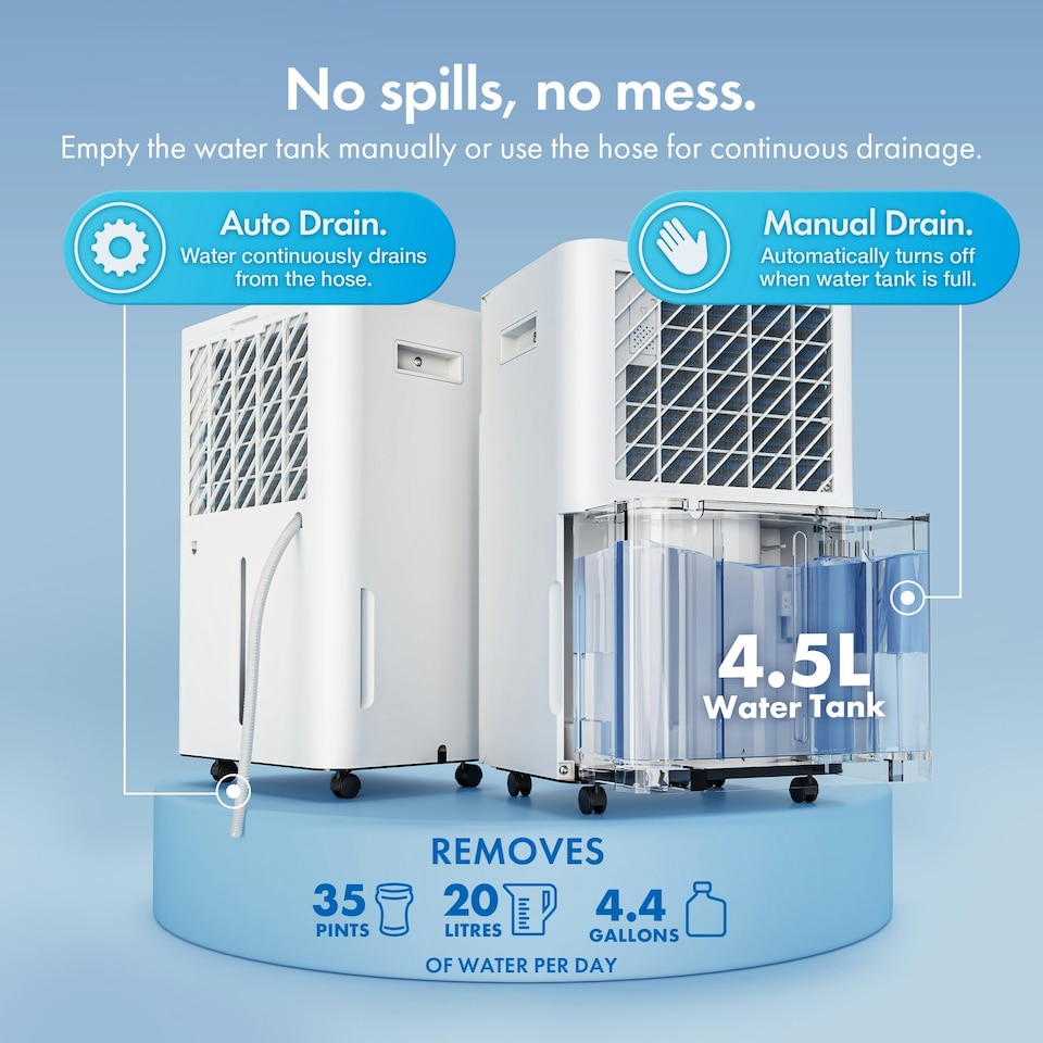 image 1 of VonHaus Dehumidifier 20L/Day, 4.5L Water Tank, With WiFi