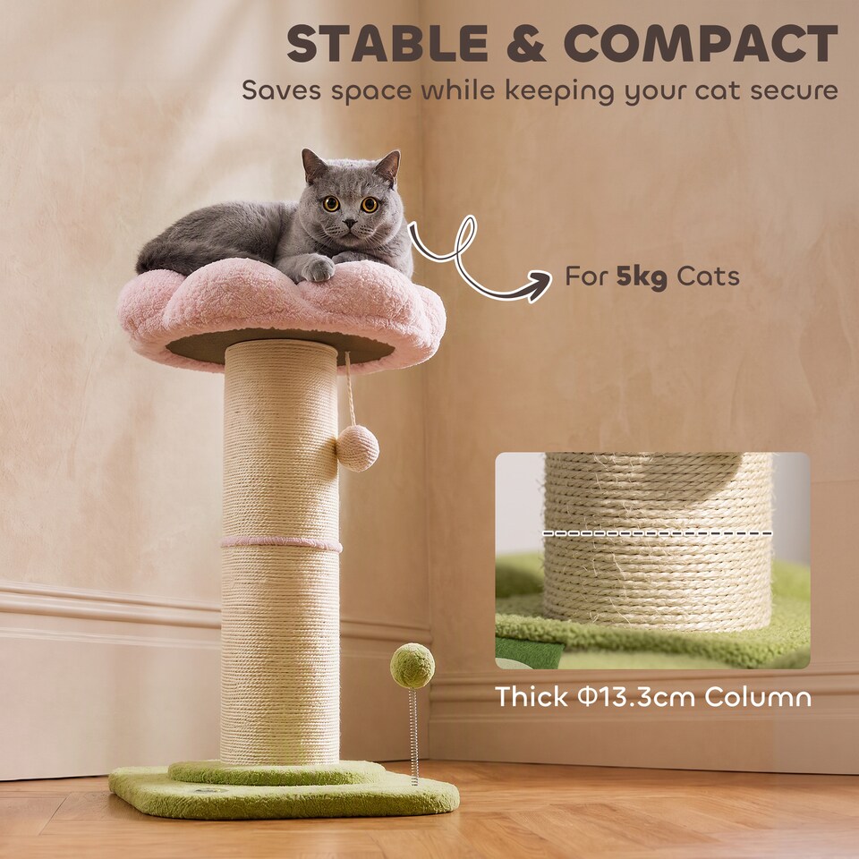 Encrypted Pink PawHut Cat Tree, Flower Cat Scratching Post with Thick Sisal Post, Pink ...