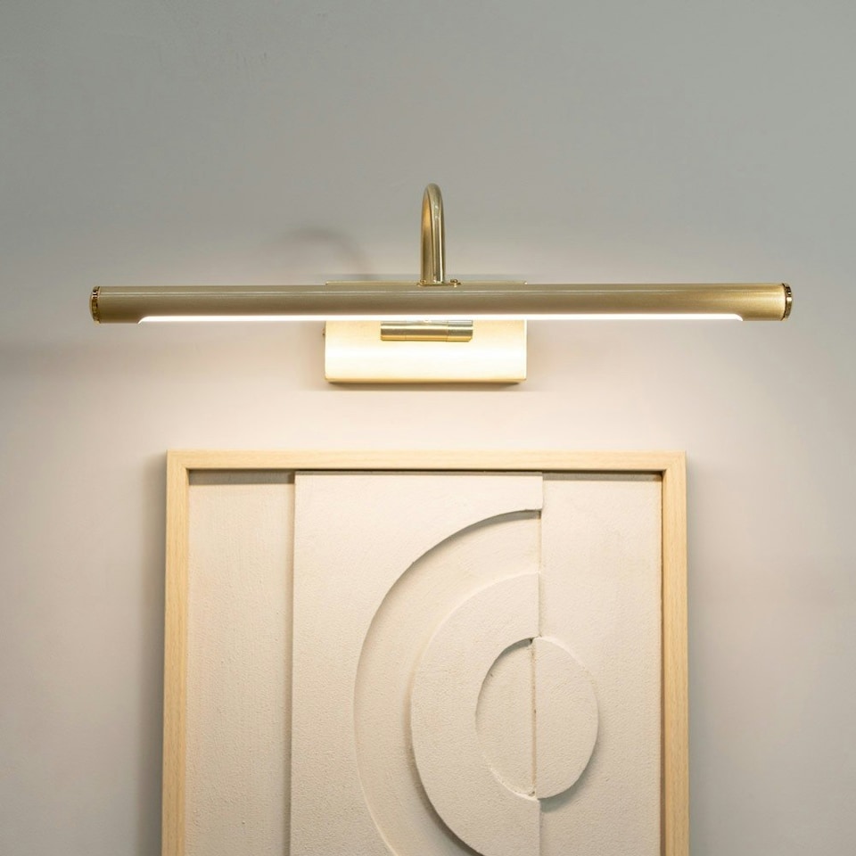 image 1 of ValueLights Alana Brushed Gold IP44 Bathroom Living Room Integrated LED Picture Wall Light