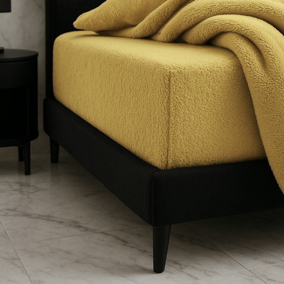 image 1 of Teddy Fitted Sheet 30cm Extra Deep Soft Cuddly Soft Touch Bedding Yellow | Single