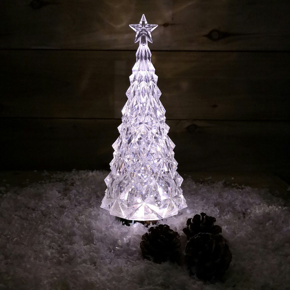 image 1 of 28cm RGB LED Christmas Tree Water Lantern Spinner Battery Operated