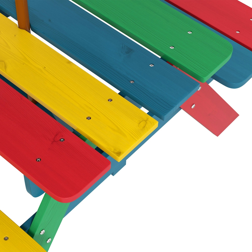 image 1 of Outsunny Kids Table and Chair Set w/ Removable Parasol, for Ages 3-6 Years