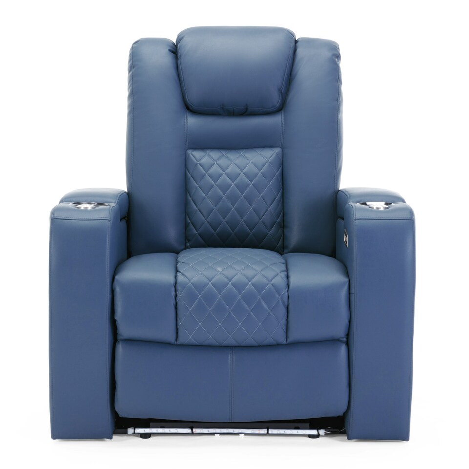image 1 of Broadway Cinema Electric Recliner Chair USB Charging LED Base (Blue)