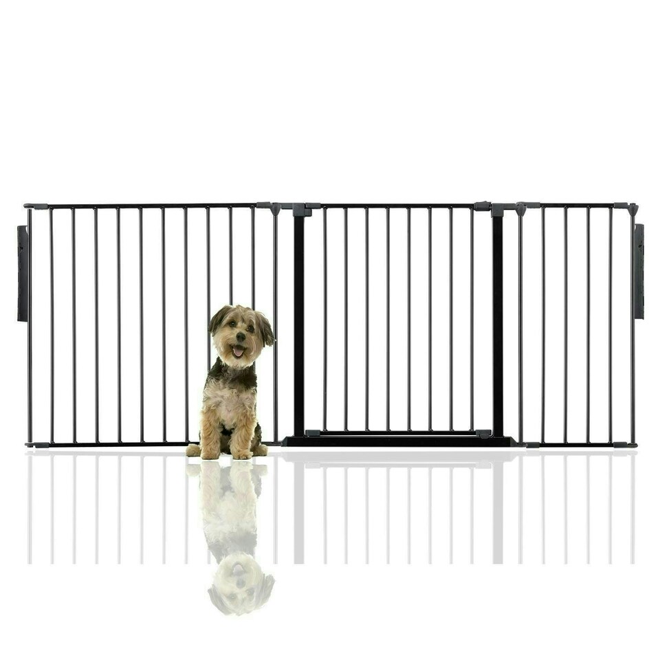 image 1 of Bettacare Premium Multi Panel Flexible Pet Barrier, up to 200cm Wide, Black, 70cm High, Dog Barrier for Pets Dogs and Puppy, Easy Installation Black