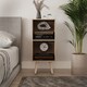 image 3 of 2-Tier Cube Display Cabinet with Scandinavian Legs | Brown | Oak & Pine | 1