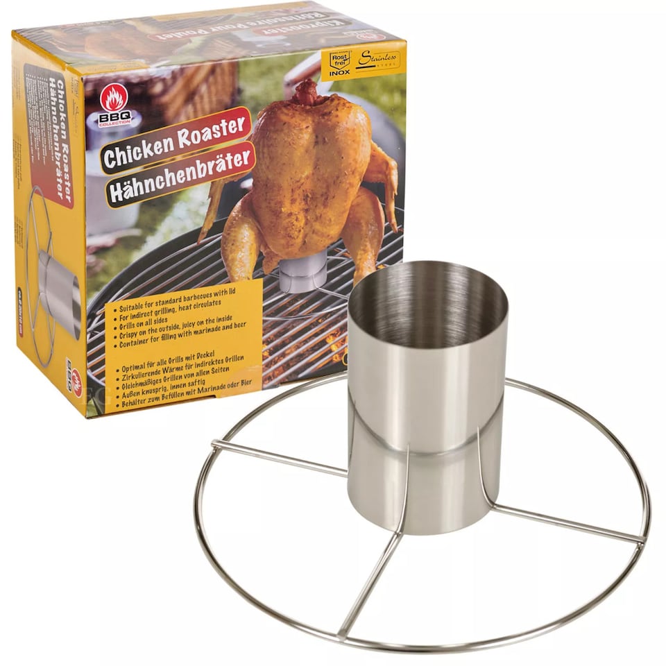 image 1 of BBQ Vertical Beer Can Chicken Roaster Grill Stand