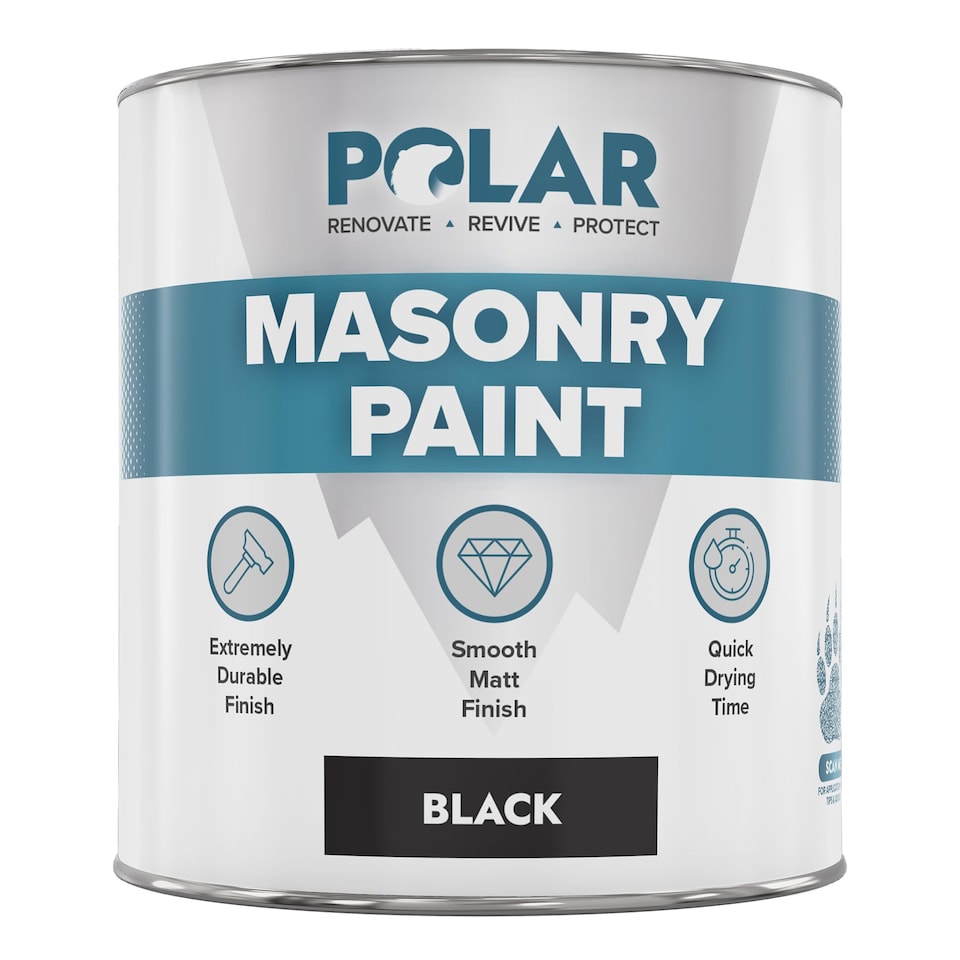 image 1 of Polar Masonry Paint Multi-Purpose Interior & Exterior Emulsion Paint Matt | Black | Black | 500 ml